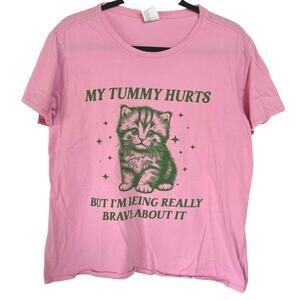 Port and Company Pink Cat Graphic Tee